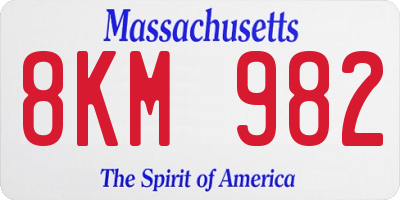 MA license plate 8KM982