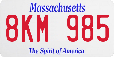 MA license plate 8KM985