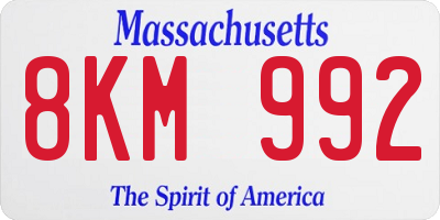 MA license plate 8KM992