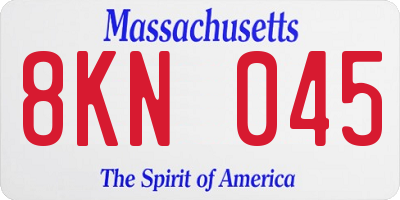 MA license plate 8KN045