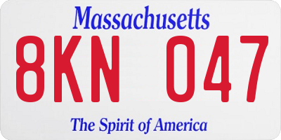 MA license plate 8KN047