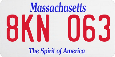 MA license plate 8KN063