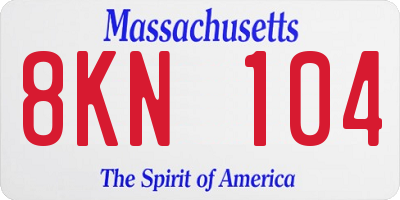 MA license plate 8KN104