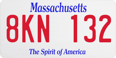 MA license plate 8KN132