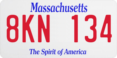 MA license plate 8KN134