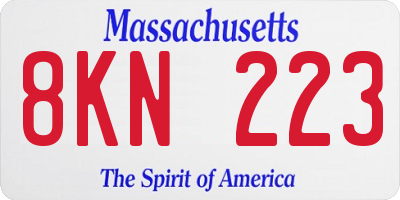MA license plate 8KN223