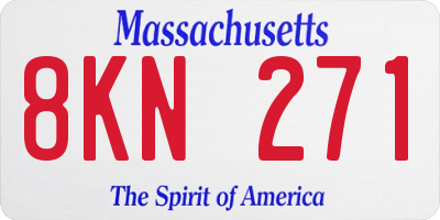 MA license plate 8KN271
