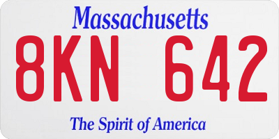 MA license plate 8KN642