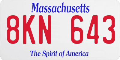 MA license plate 8KN643