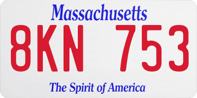 MA license plate 8KN753