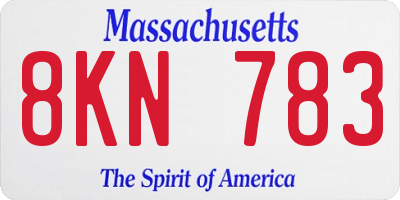 MA license plate 8KN783