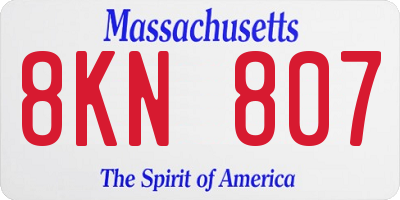 MA license plate 8KN807