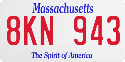 MA license plate 8KN943