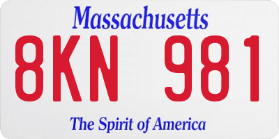 MA license plate 8KN981