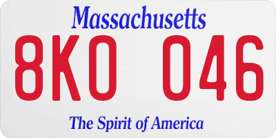 MA license plate 8KO046