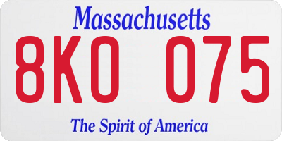 MA license plate 8KO075