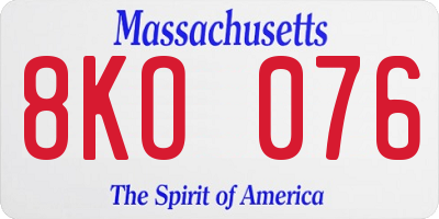 MA license plate 8KO076