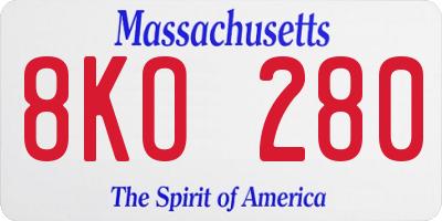 MA license plate 8KO280