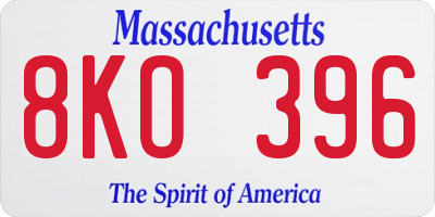 MA license plate 8KO396