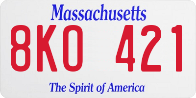 MA license plate 8KO421