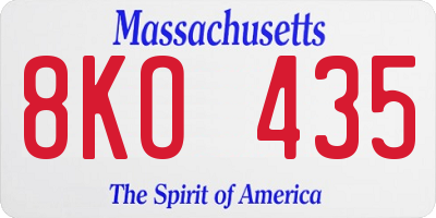 MA license plate 8KO435