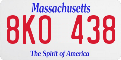 MA license plate 8KO438