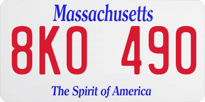 MA license plate 8KO490