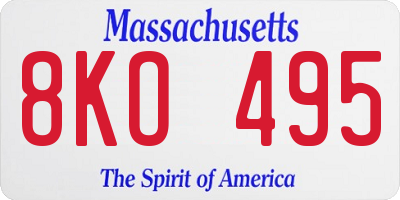 MA license plate 8KO495