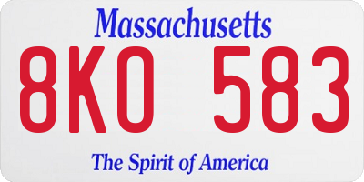 MA license plate 8KO583
