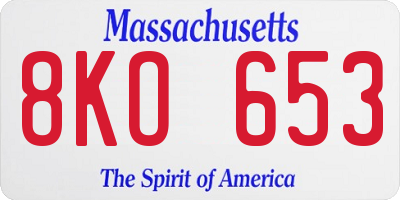 MA license plate 8KO653