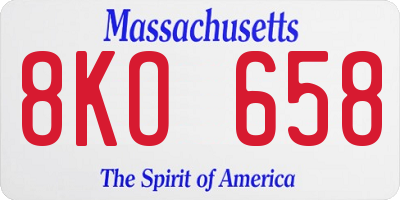 MA license plate 8KO658