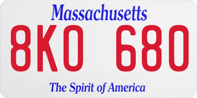 MA license plate 8KO680