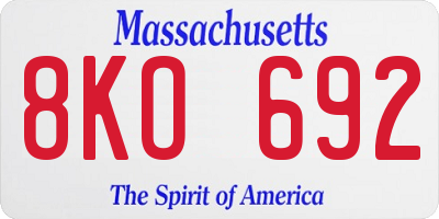 MA license plate 8KO692
