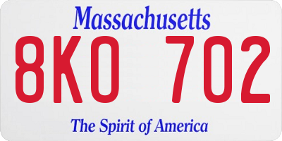MA license plate 8KO702