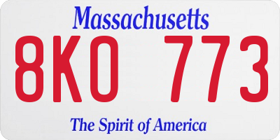 MA license plate 8KO773