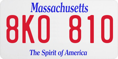 MA license plate 8KO810