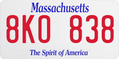 MA license plate 8KO838