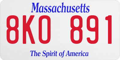 MA license plate 8KO891