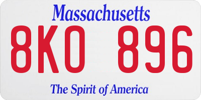 MA license plate 8KO896