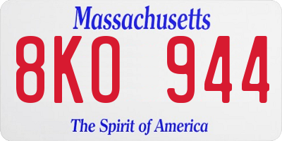 MA license plate 8KO944