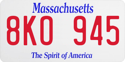 MA license plate 8KO945