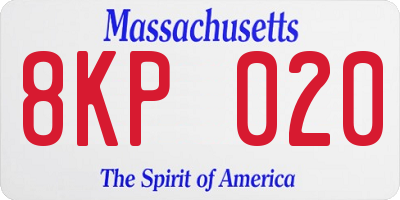 MA license plate 8KP020