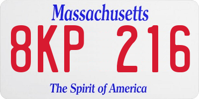 MA license plate 8KP216