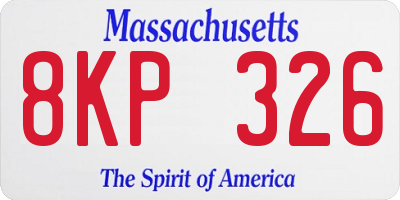 MA license plate 8KP326