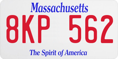 MA license plate 8KP562