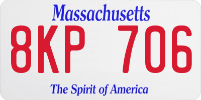 MA license plate 8KP706