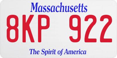 MA license plate 8KP922