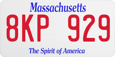 MA license plate 8KP929