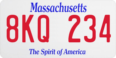 MA license plate 8KQ234