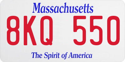 MA license plate 8KQ550